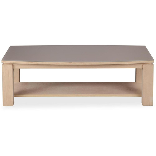 Table basse en bois et plateau en verre DOLBY Beige  3S. x Home  - Table basse verre design