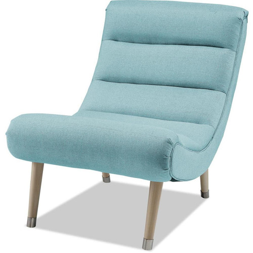 Fauteuil design en tissu avec pieds en bois SIGMUND Bleu - 3S. x Home - Salon meuble deco