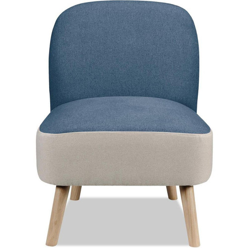 Fauteuil design bicolore en tissu DOPIO Bleu 3S. x Home  - Pouf et fauteuil design