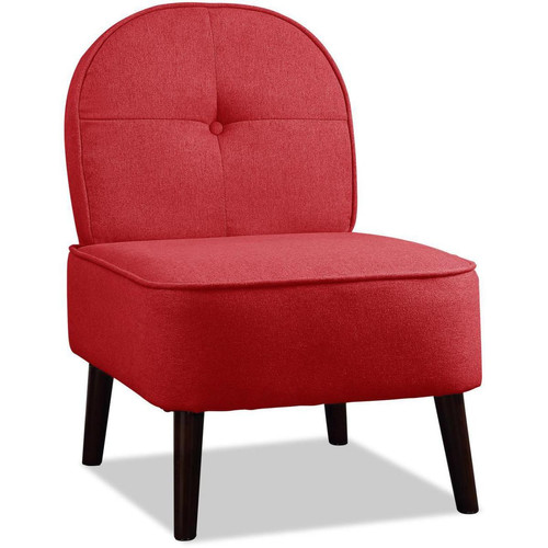 Fauteuil en tissu avec  pieds en bois DANY Rouge 3S. x Home  - Pouf et fauteuil design
