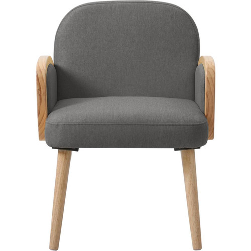 Fauteuil Scandinave en tissu et pieds en bois SURABAYA Gris   3S. x Home  - Pouf et fauteuil design