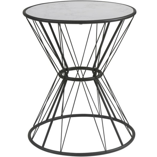Table d'appoint avec plateau imitation marbre et armature en métal MARBELOUS Noir et Blanc 3S. x Home  - Table d appoint noire