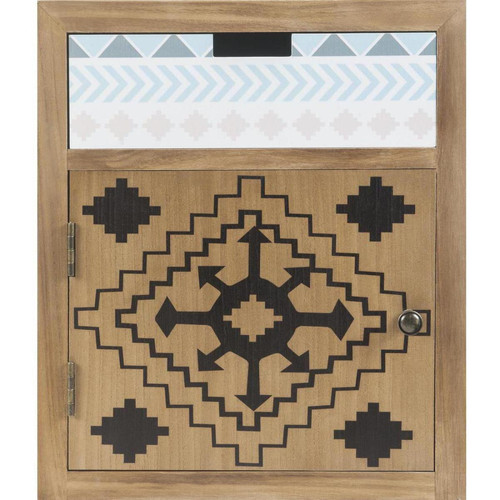 Table de chevet en bois avec imprimes Texan 1 porte 1 tiroir pieds métal MERIDA Marron