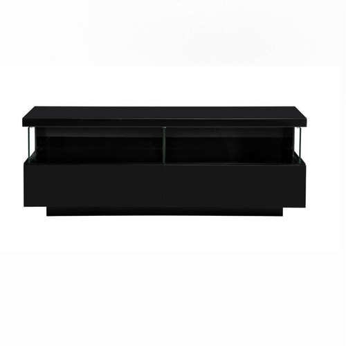 Meuble TV en bois laquée avec 2 tiroirs VOLCANO Noir  3S. x Home  - Salon meuble deco