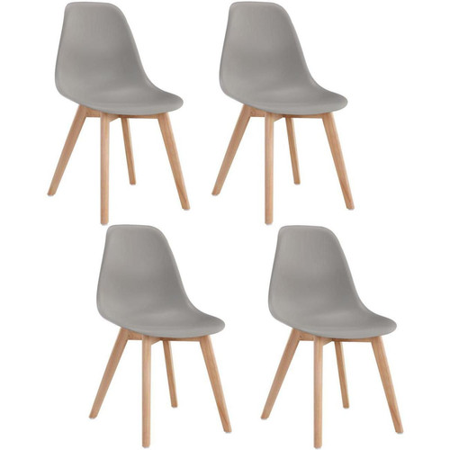 Lot de 4 chaises coque et pieds en bois naturel SACHA Gris 3S. x Home  - Chaise design