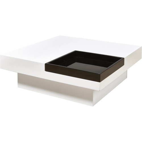 Table basse avec plateau noir incruste IRIGA Blanc  - 3S. x Home - Table basse bois design
