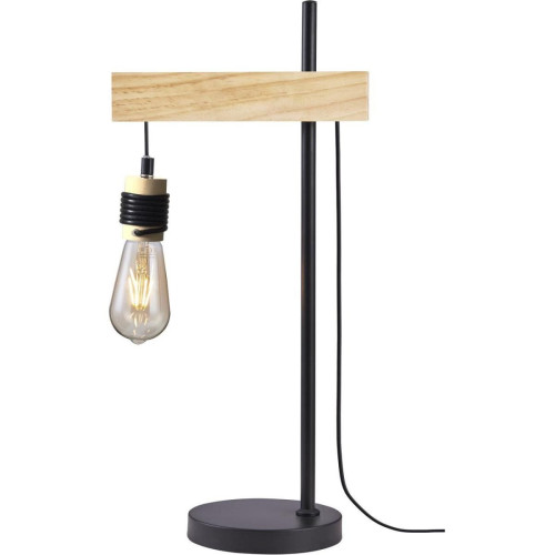 Lampe industriel en métal et en bois Braga Noir 3S. x Home  - Lampe a poser metal