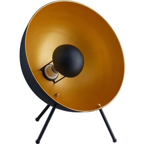 Lampe trépied style projecteur en métal Boll Noir 3S. x Home  - Lampe a poser bois