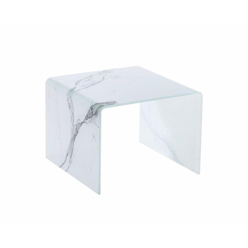Table d'appoint en verre finition marbre MARBLE Blanc  3S. x Home  - Table d appoint blanche