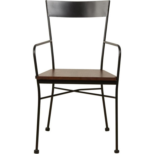 Lot de 2 chaises en métal style industriel assise en bois VOLTAGE Noir