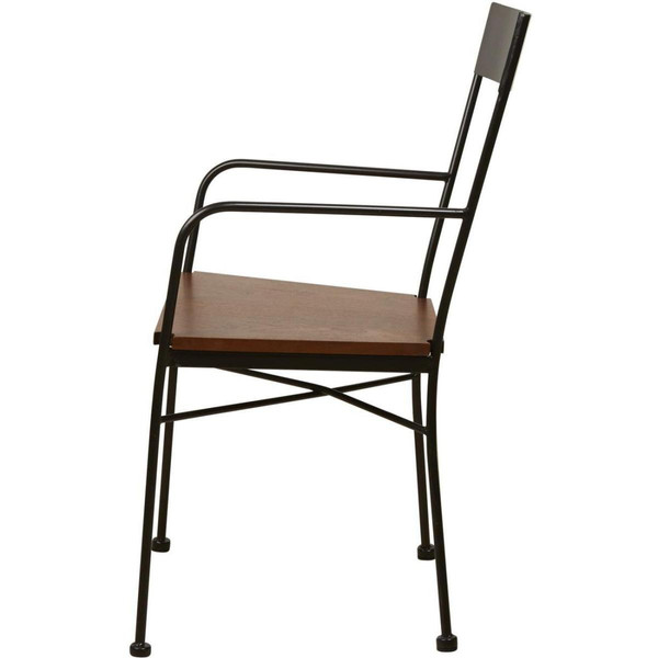 Lot de 2 chaises en métal style industriel assise en bois VOLTAGE Noir