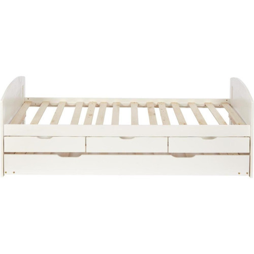 Lit tiroir enfant en pin Larsen Blanc 3S. x Home  - Chambre enfant et bebe design