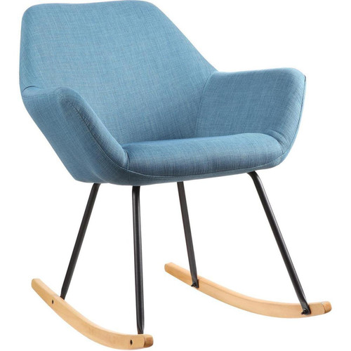 Rocking chair branché en tissu avec structure en metal et bois NORTON Bleu  3S. x Home  - Chaise metal design