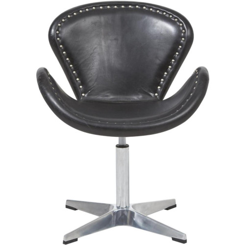 Chaise en Cuir et Métal SPOON Noir  3S. x Home  - Chaise design