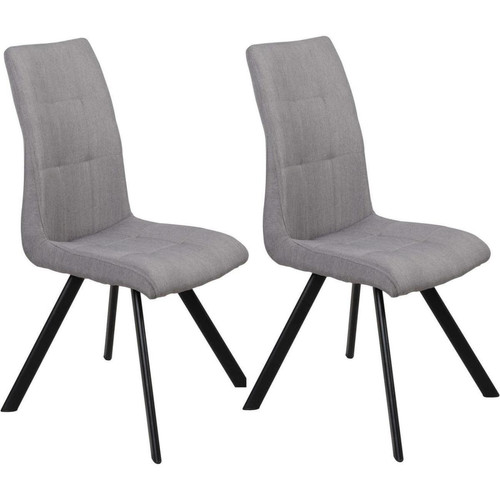 Lot de 2 chaises de salle à manger scandinaves en tissu et pied en métal COSY Gris 3S. x Home  - Chaise tissu design