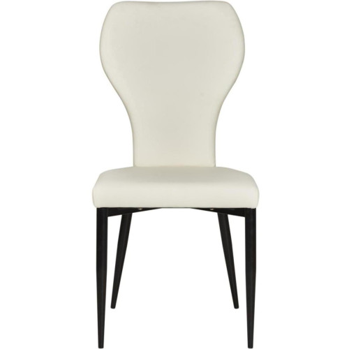 Lots de 2 chaises de sejour en cuir et pieds en metal VICTORIA Blanc  3S. x Home  - Chaise design