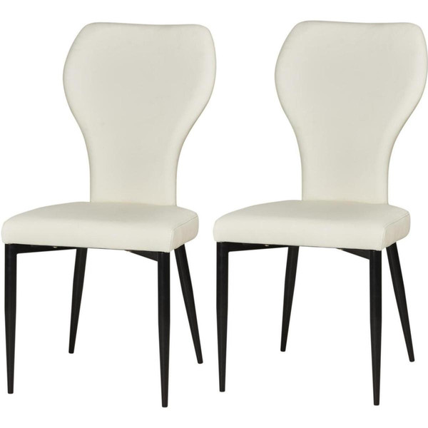 Lots de 2 chaises de sejour en cuir et pieds en metal VICTORIA Blanc