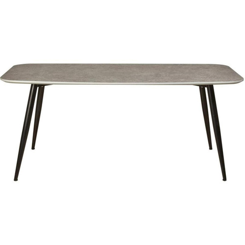 Table de repas en bois finition beton et pieds en metal TRIESTE Gris  - 3S. x Home - 3s x home