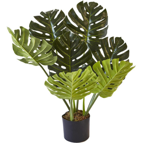 Plante artificielle à 7 feuilles avec pot noir Olla Vert  3S. x Home  - Deco plantes fleurs artificielles