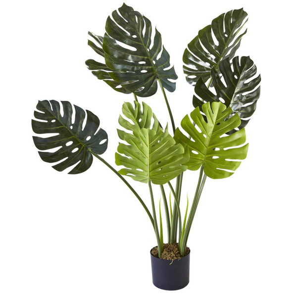 Plante artificielle a 8 feuilles avec pot noir Olla Vert