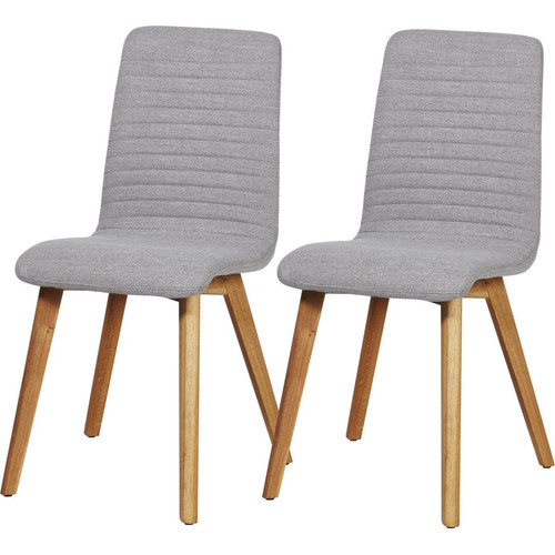 Lot de 2 chaises pieds en bois et assise tissu MAGDA gris - 3S. x Home - Chaise design