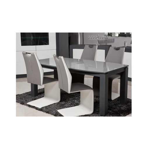 Lot de 4 Chaises en métal et assise en pvc Diva Gris et Blanc  3S. x Home  - Chaise metal design