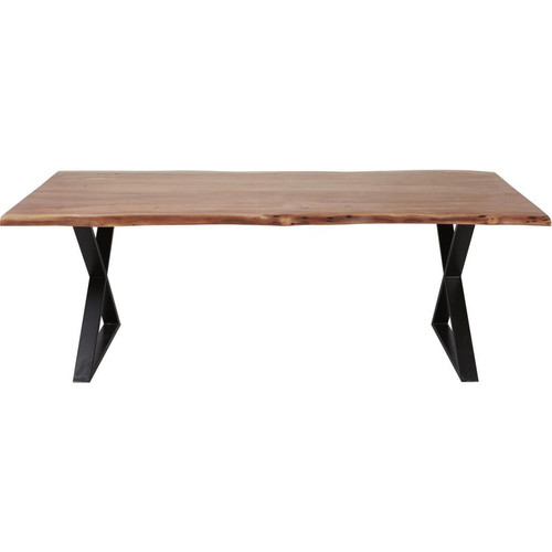 Table de repas  en acacia massif et pieds en croix en métal noir Goa L cross Marron - 3S. x Home - Table design