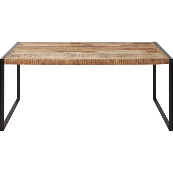 Table de repas en bois mango plateau 6cm d'epaisseur et pieds en metal MADRAS Marron