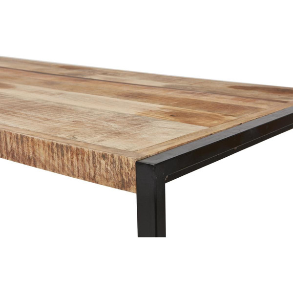 Table de repas en bois mango plateau 6cm d'epaisseur et pieds en metal MADRAS Marron