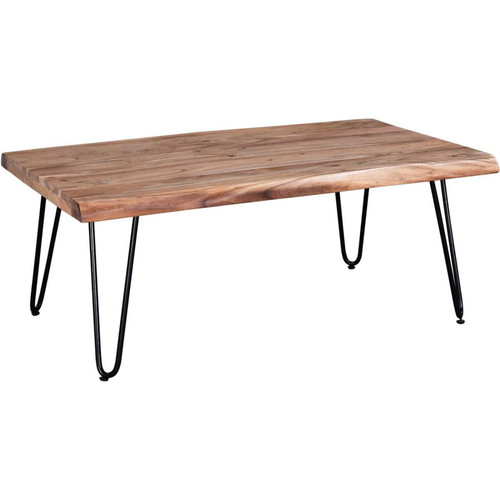 Table basse plateau bois acacia Indien et pieds en metal BEGA Beige  3S. x Home  - Table basse bois design