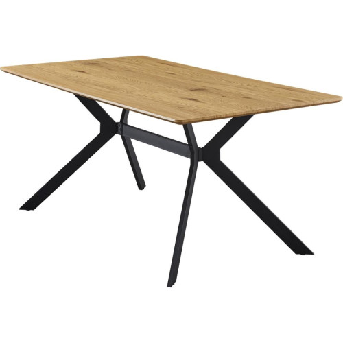  Table 160cm plateau bois MDF 2,5cm d'épaisseur et pieds metal noir KRISTEN Marron 3S. x Home  - Table a manger design