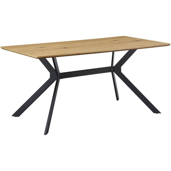 Table 160cm plateau bois MDF 2,5cm d'épaisseur et pieds metal noir KRISTEN Marron