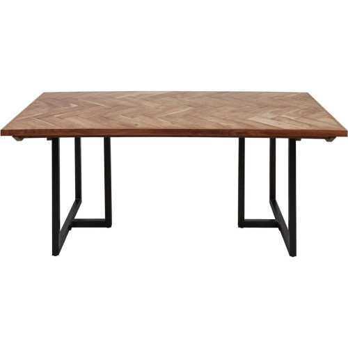  Table de repas en acacia massif Indien et pieds en métal noir HAMILTON Marron  3S. x Home  - Table a manger noir