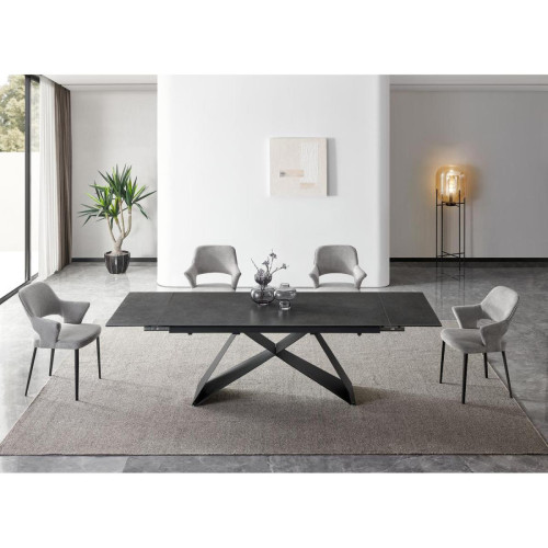 Table de repas design moderne en céramique ELECTRA Gris Anthracite 3S. x Home  - Table a manger en verre