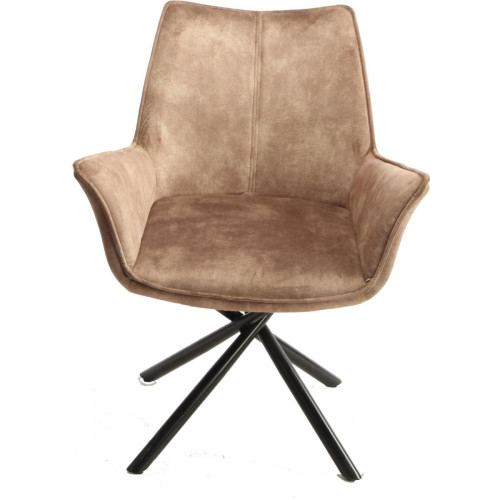 Lot de 2 chaises pivotantes assise en tissu BELLAGIO Taupe  3S. x Home  - Chaise marron design