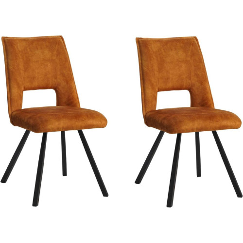 Lot de 2 chaises vintage assise en velours LEO Noir doré  3S. x Home  - Chaise velours