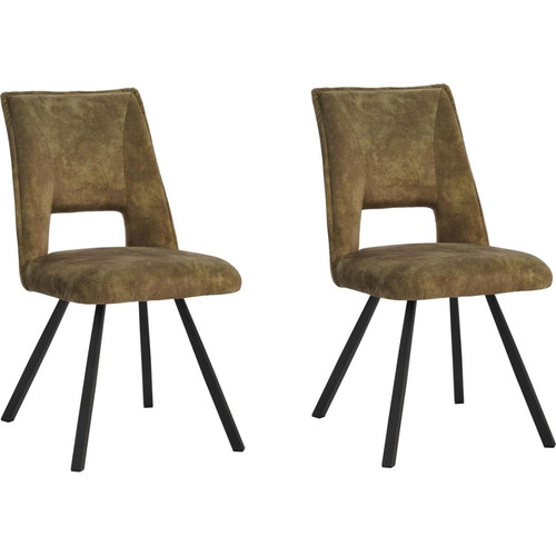 Lot de 2 chaises vintage assise en velours LEO Vert  3S. x Home  - Chaise metal design