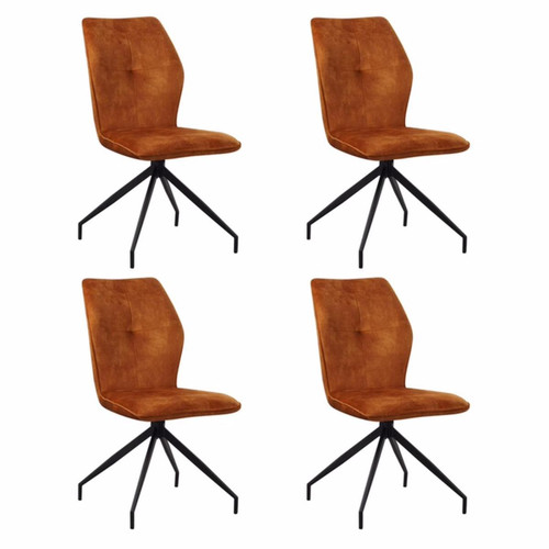 Lot de 4 fauteuils pivotantes assise en velours JULES Or  3S. x Home  - Chaise metal design