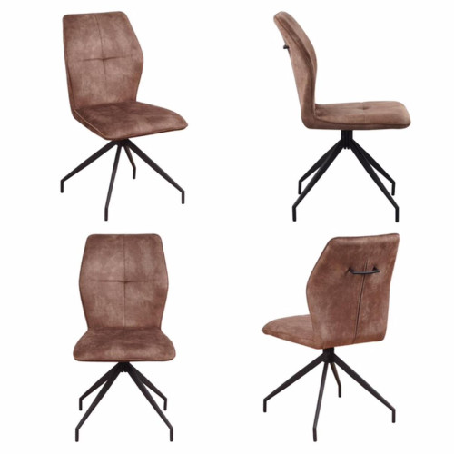 Lot de 4 fauteuils pivotantes assise en velours JULES Taupe - 3S. x Home - Chaise marron design