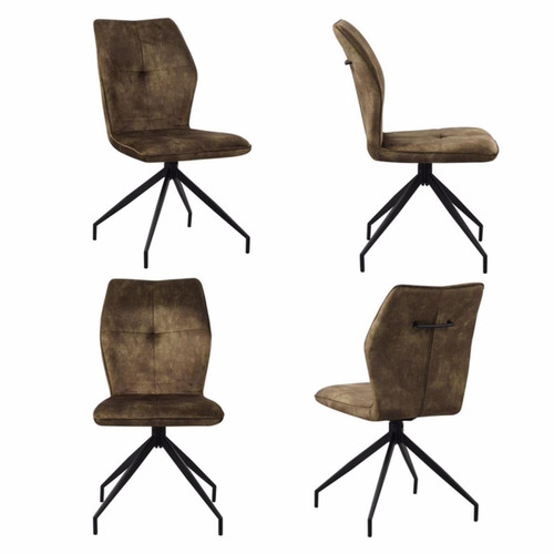 Lot de 4 fauteuils pivotantes assise en velours JULES Vert  3S. x Home  - Chaise design et tabouret design
