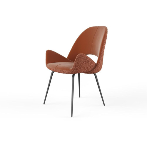 Lot de 2 chaises velours dos tissu et pieds métal ELIANA Marron  3S. x Home  - Chaise marron design