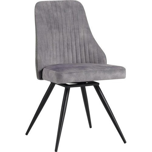 Lot de 2 chaises avec assise et dos velours pieds en métal LUCY Gris  3S. x Home  - Nouveautes deco design