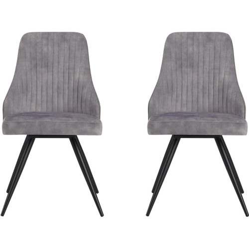 Lot de 2 chaises avec assise et dos velours pieds en métal LUCY Gris  - 3S. x Home - Chaise design et tabouret design
