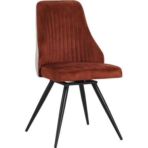 Lot de 2 chaises avec assise et dos velours pieds en métal LUCY Marron  3S. x Home  - Chaise marron design