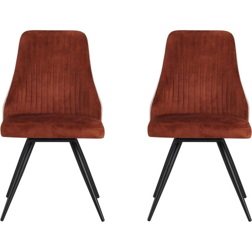 Lot de 2 chaises avec assise et dos velours pieds en métal LUCY Marron  3S. x Home  - Chaise design