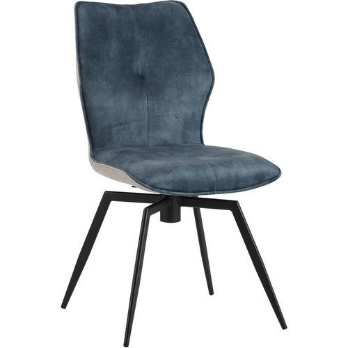 Lot de 2 chaises avec assise en velours pieds en métal JULIETTE Bleu  3S. x Home  - Nouveautes deco design