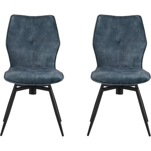 Lot de 2 chaises avec assise en velours pieds en métal JULIETTE Bleu  - 3S. x Home - 3s x home