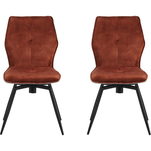 Lot de 2 chaises avec assise en velours pieds en métal JULIETTE Marron  3S. x Home  - Chaise marron design