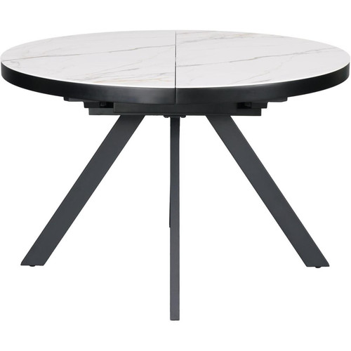 Table de repas ronde plateau céramique Roma Blanc - 3S. x Home - Table a manger blanche