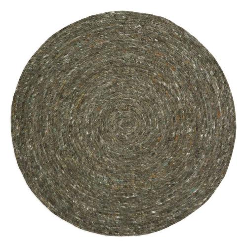 Tapis rond laine feutrée NEETHU olive taille S
